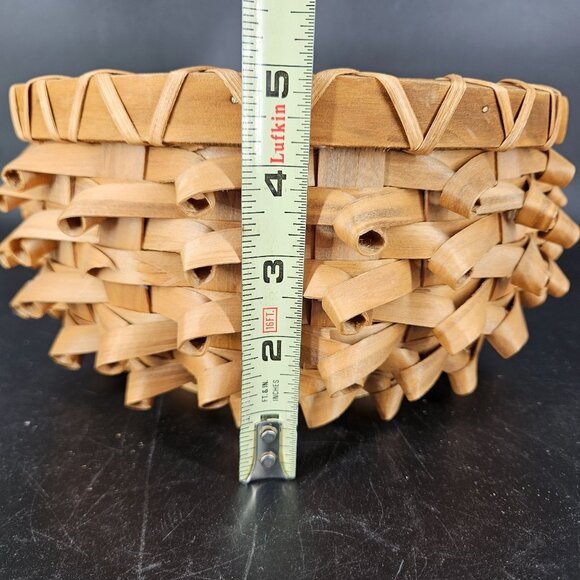 Vintage Porcupine Curls Pokey Round Wicker Basket with Handle Woven Carrier 9" - Picture 9 of 10